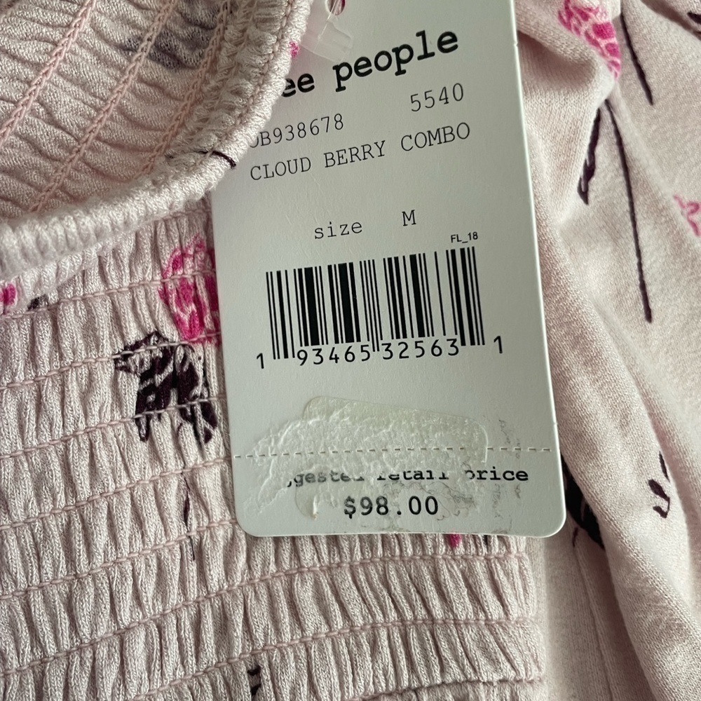 Free People Pink Cloud Berry Off Shoulder Top, M - Picture 4 of 10